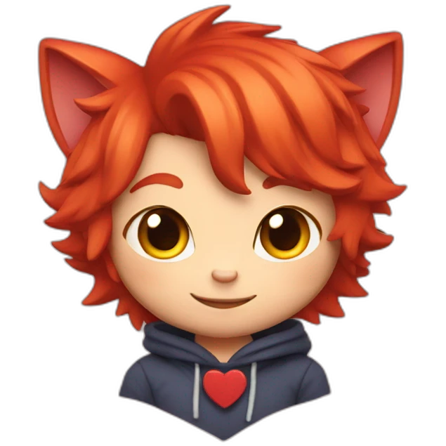 Red head catboy with heart emote emoji