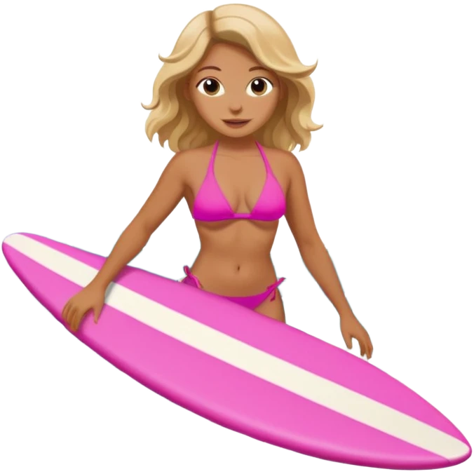 waves with tan female surfer inside on a pink bikini emoji