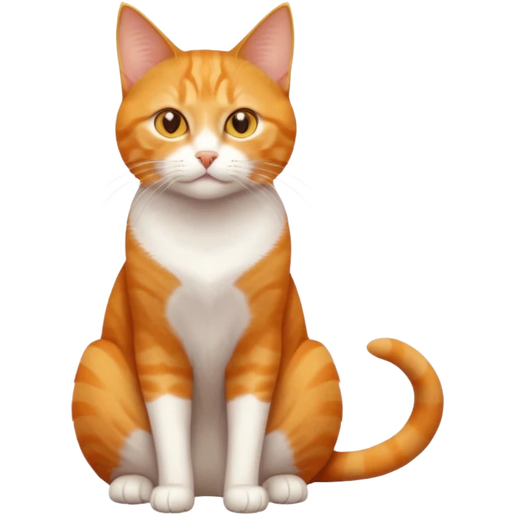 full body orange domestic shorthair slim cat with yellow/orange eyes and a white triangle pattern on his face playing emoji