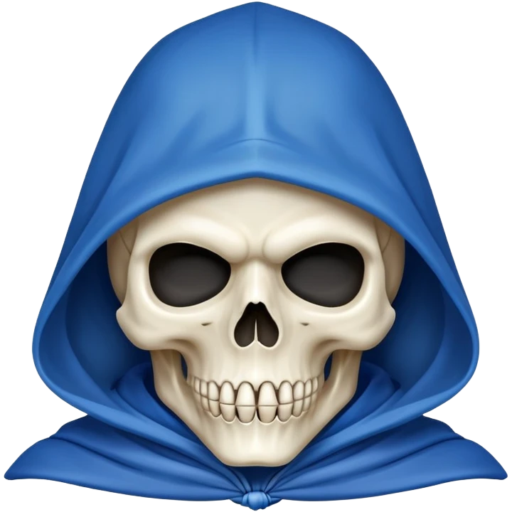 skull wearing blue hood and cloak and mask emoji