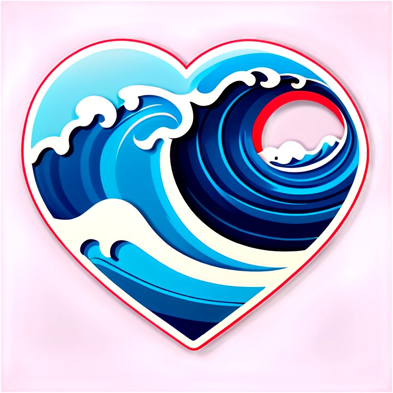 Sea wave in 3d heart emoji