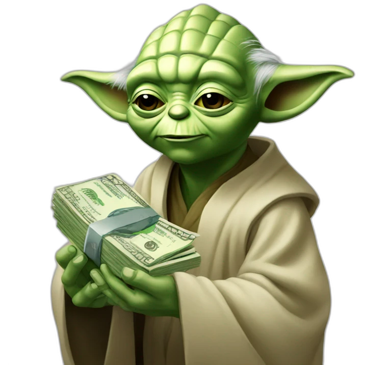 Yoda holds out money emoji