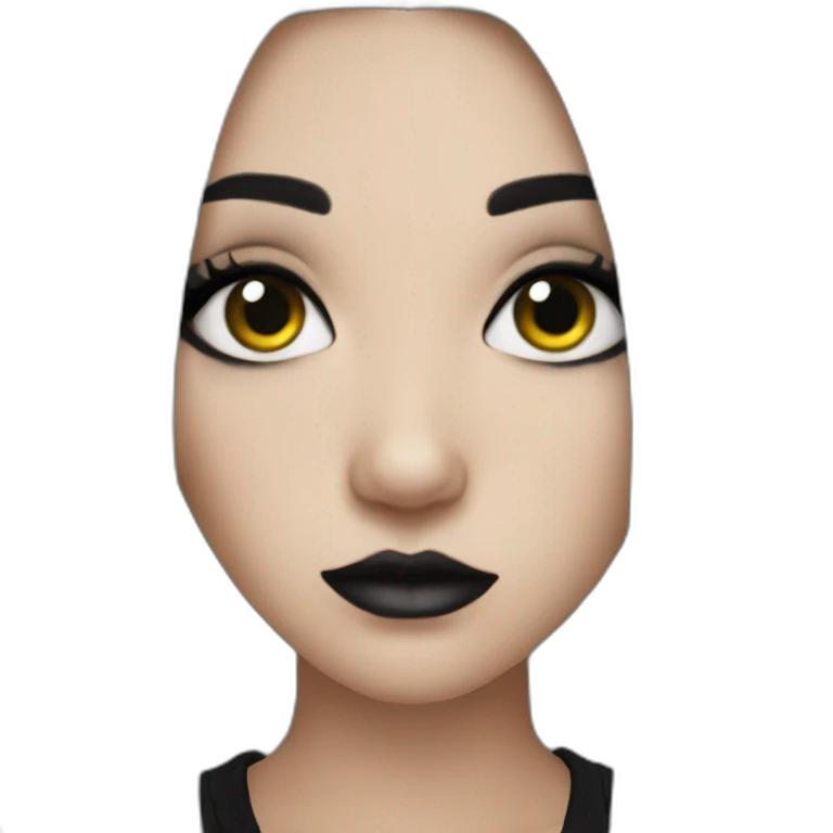 Goth girl long black hair middle part lashes emoji