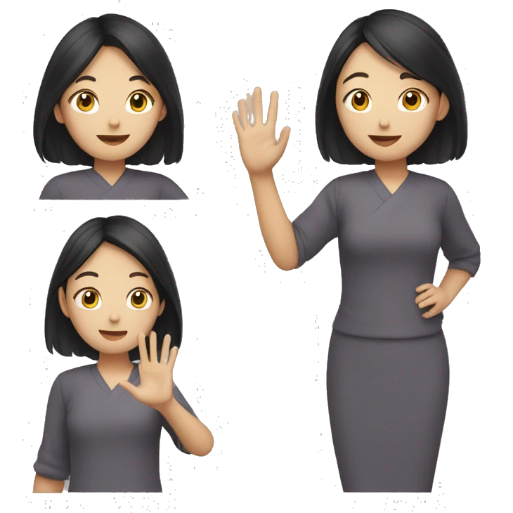 asian girl waving her hand emoji