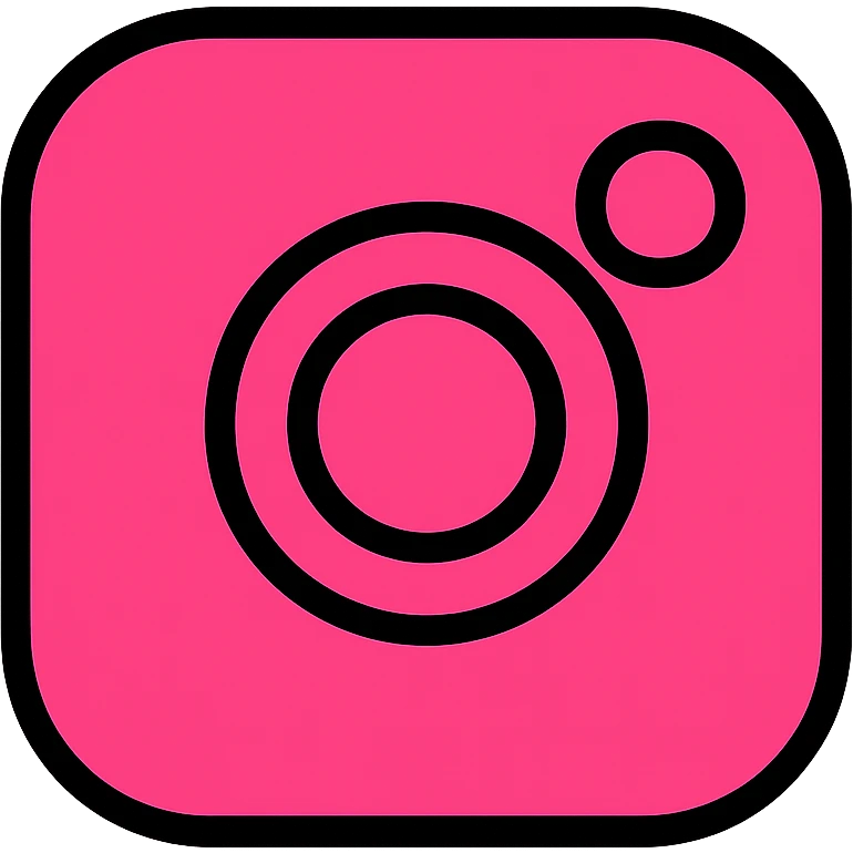 Instagram logo in pink color icon style with a bold outline emoji