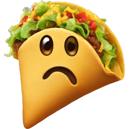 Poop emoji flying eating a taco emoji