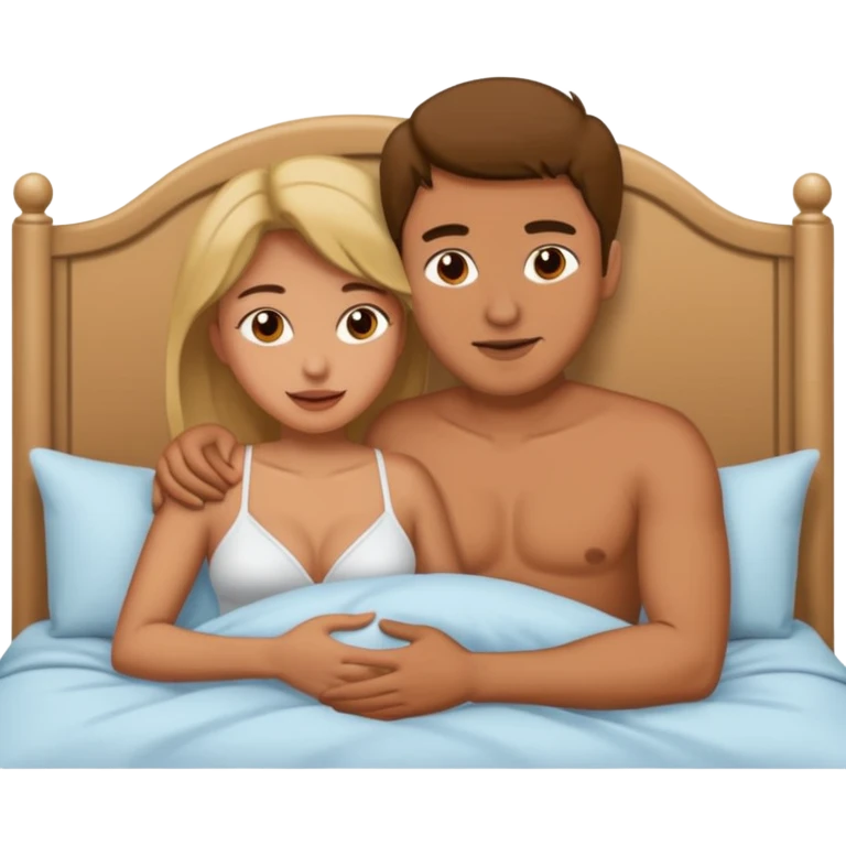 À naked man and woman naked doing sex naked in bed  emoji