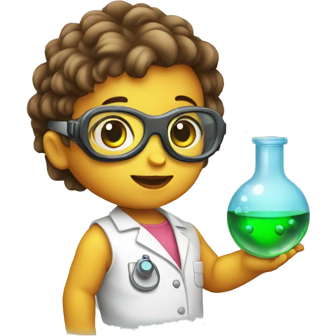 scientist baby wearing goggles and holding chemical emoji
