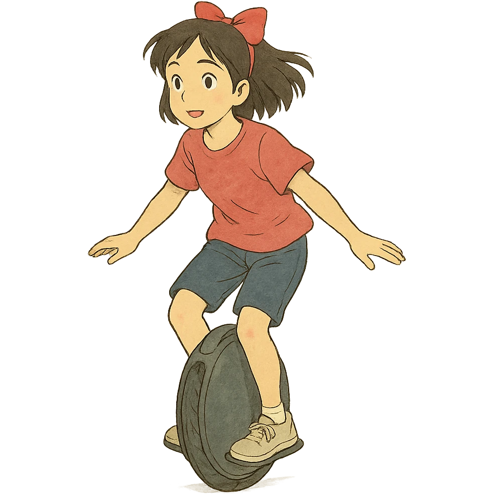 asian girl riding a electric unicycle emoji