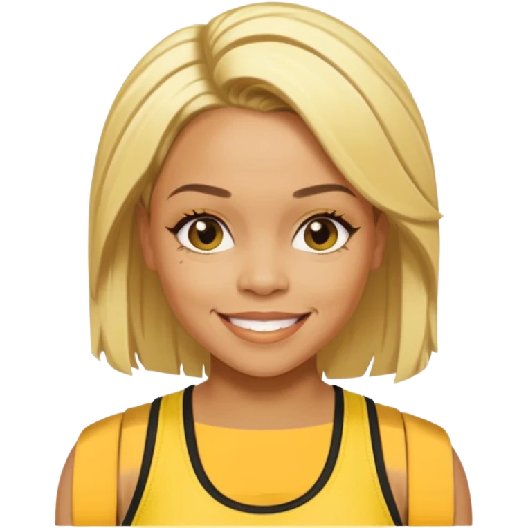 Tionne T-Boz Watkins short with long front blonde hair, yellow tank top emoji