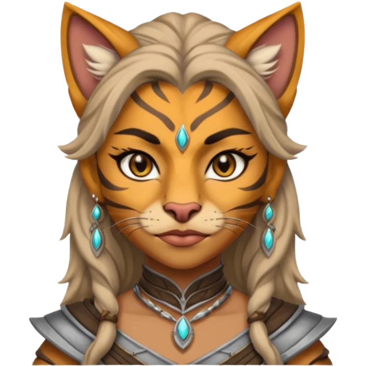 ESO female khajiit warrior with lashes and earrings emoji