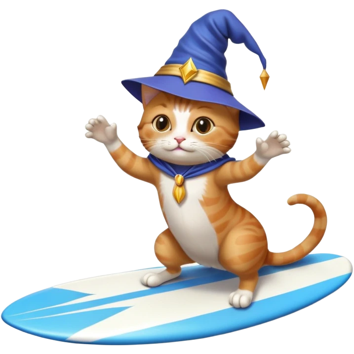 Cat wizard surfing  emoji