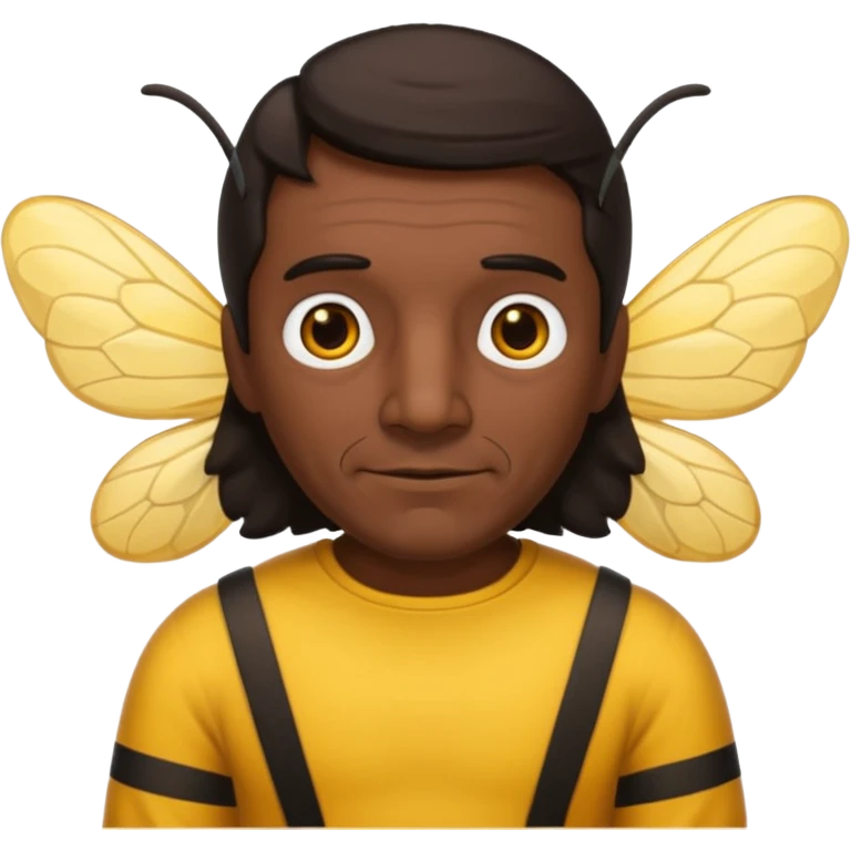 cabeza de señor mexicano, viejo, agregale un cuerpo de abeja, el pelo del señor hazlo oscuro,haz que el cuerpo sea de abeja y la acabeza del señor emoji