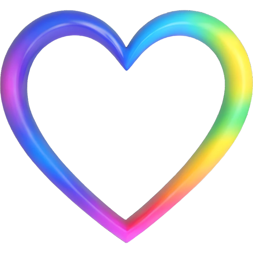 3D emoji style rainbow heart with holographic shimmer emoji