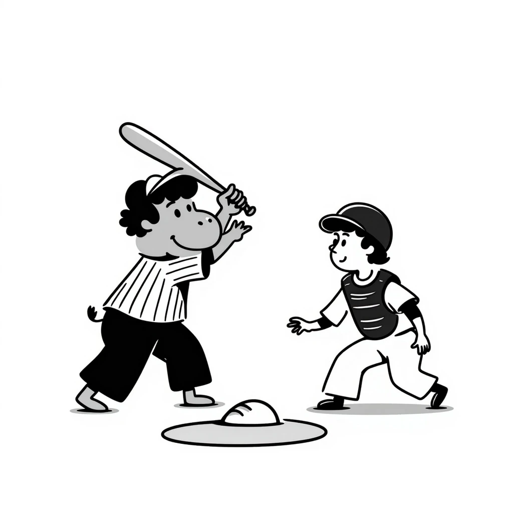 hippo baseball player batting at home plate emoji