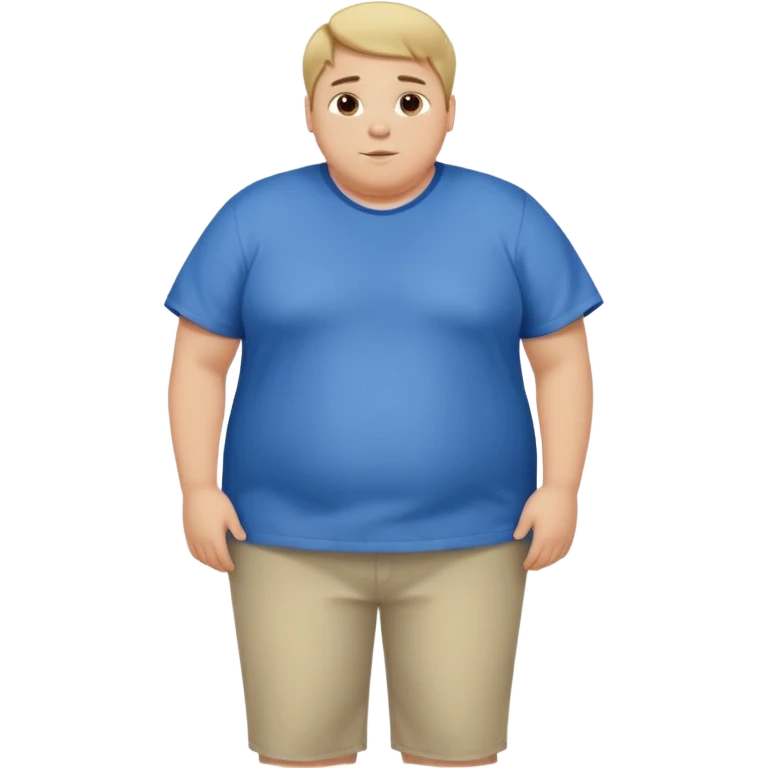 A young slightly overweight male with short dark-blonde hair, medium-light skin, and a relieved facial expression. He stands on a scale, visibly noticing he has lost weight. He wears blue cloth. His posture shows a mix of surprise and relief, with relaxed shoulders and a gentle smile. emoji