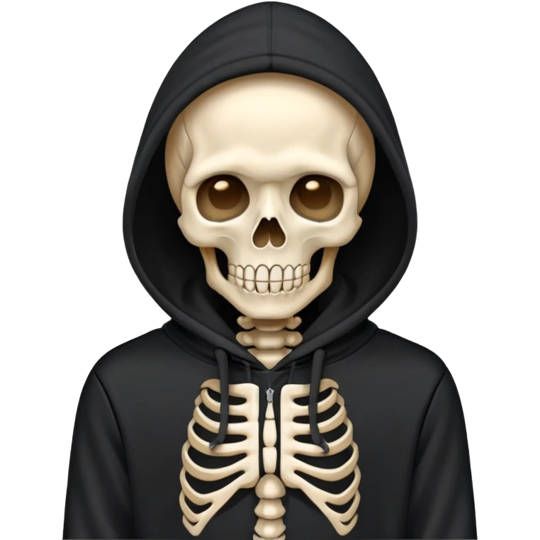Skeleton wearing a black hoodie and a fire background  emoji