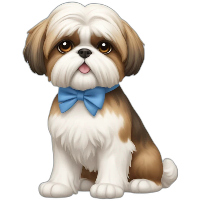 Cat Shih Tzu with a bow on his head full-body emoji