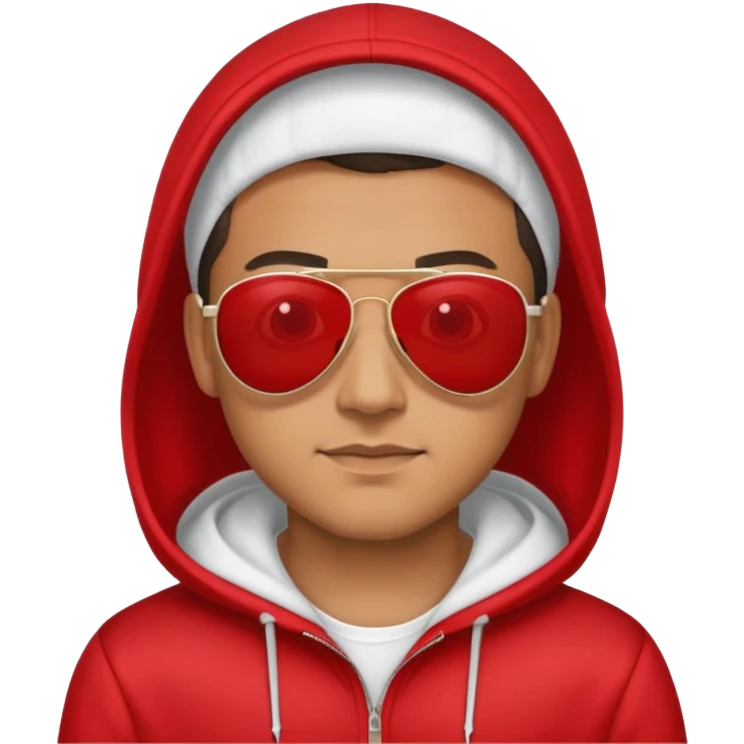 man with aviator sunglasses wearing a red hoodie emoji