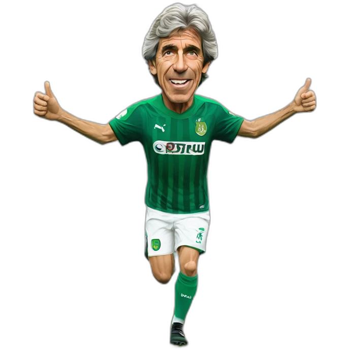Hiperrealist Manuel pellegrini celebration goal with betis tshirt emoji