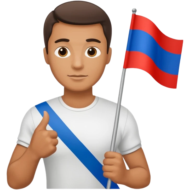 realistic man with russian flag in hand emoji