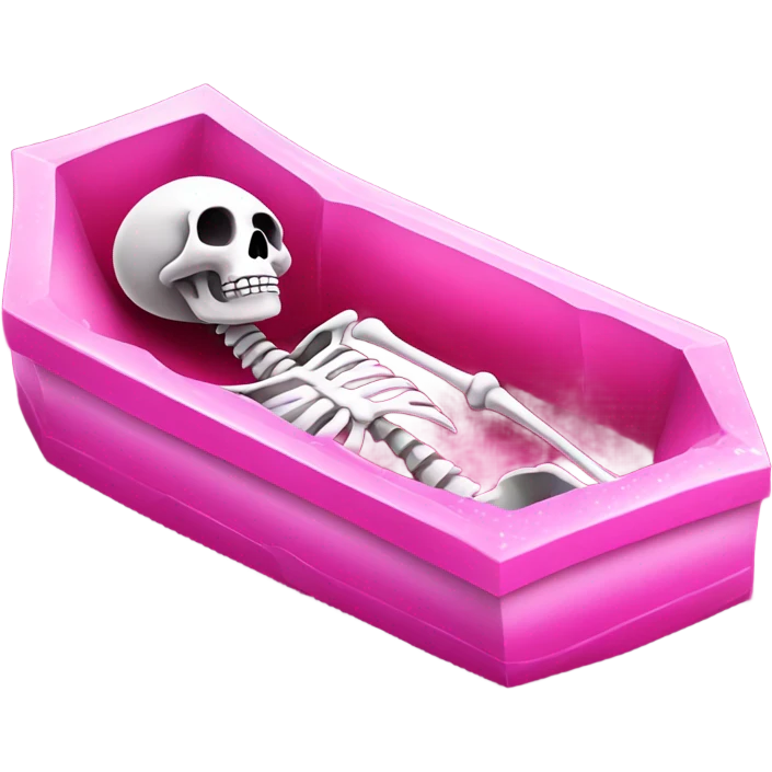 Skeleton inside a hot pink coffin that is crystalized  emoji