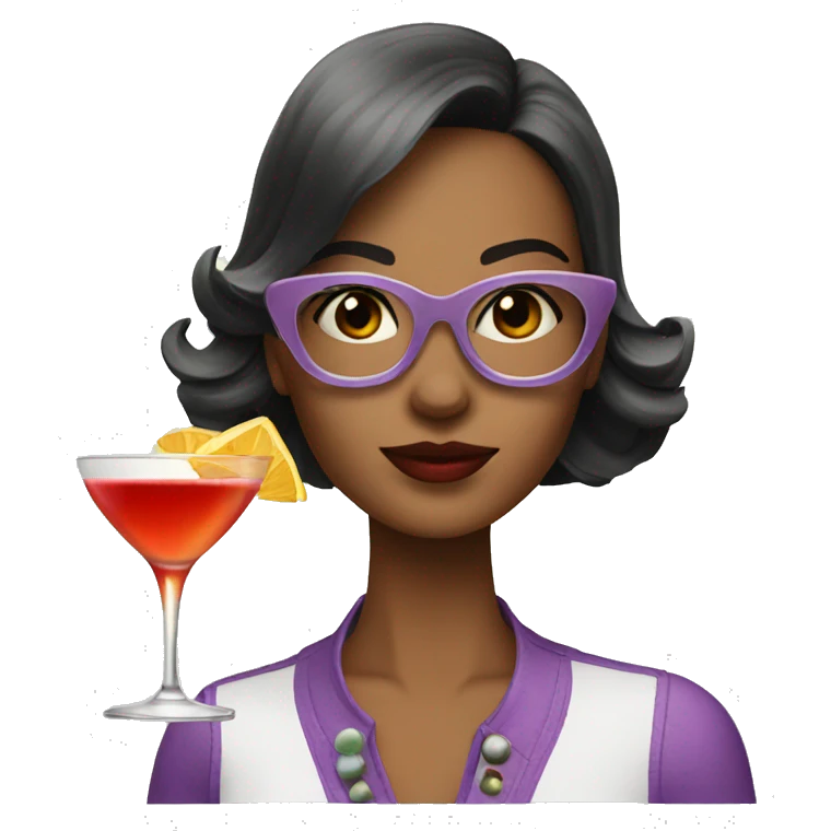Stylish girl drinking cocktail emoji