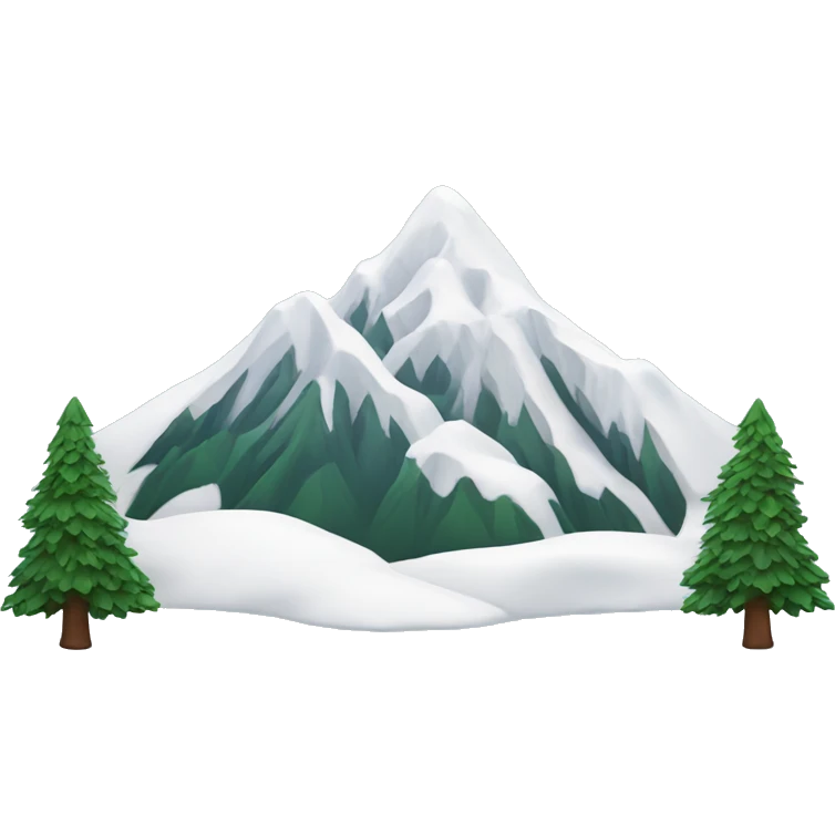 snowy mountain with pine trees  emoji