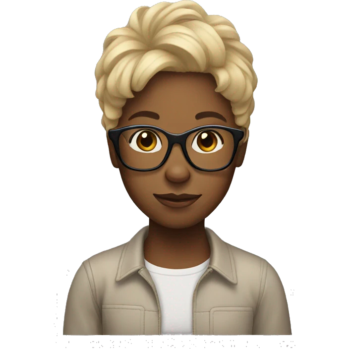Sister with glasses and boy hair emoji