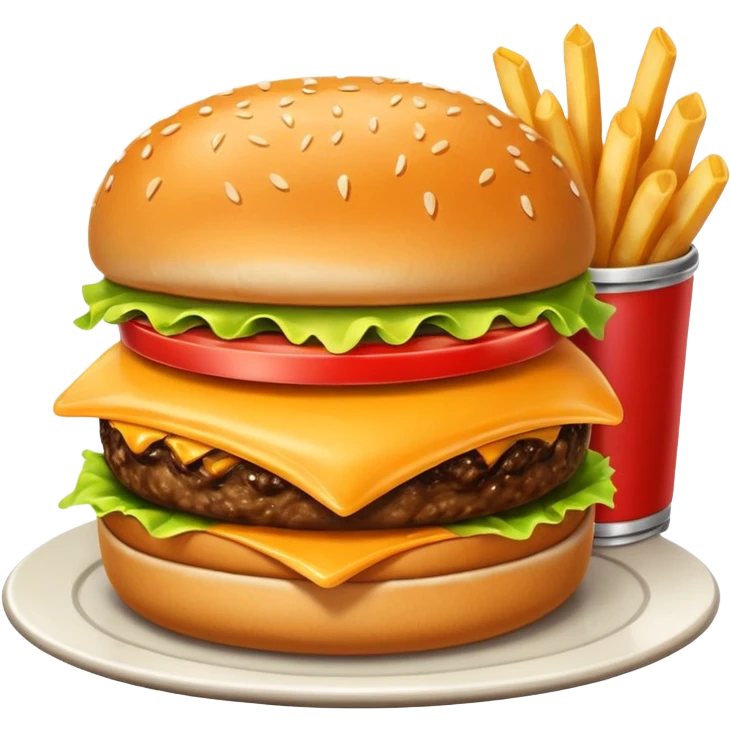 1950s diner food meal. Cheese Burger and fries emoji