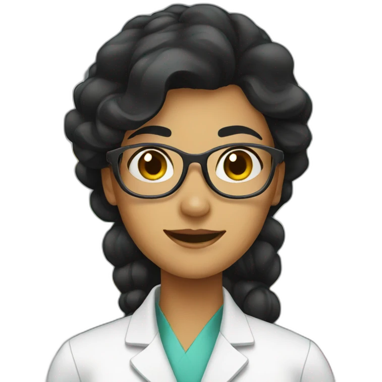 female chemist with black hair emoji