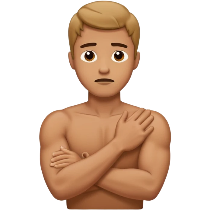 man holding his deck with his arms crossed pretend choking emoji