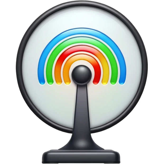 radar with colorful signals, multiple bright blips and sweeping line emoji
