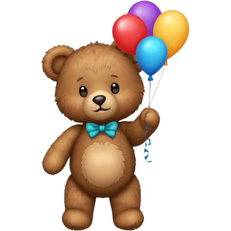 Teddy bear with colourful balloon in hand emoji