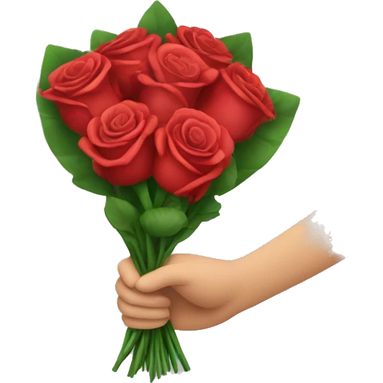 A hand giving a bouquet of roses  emoji