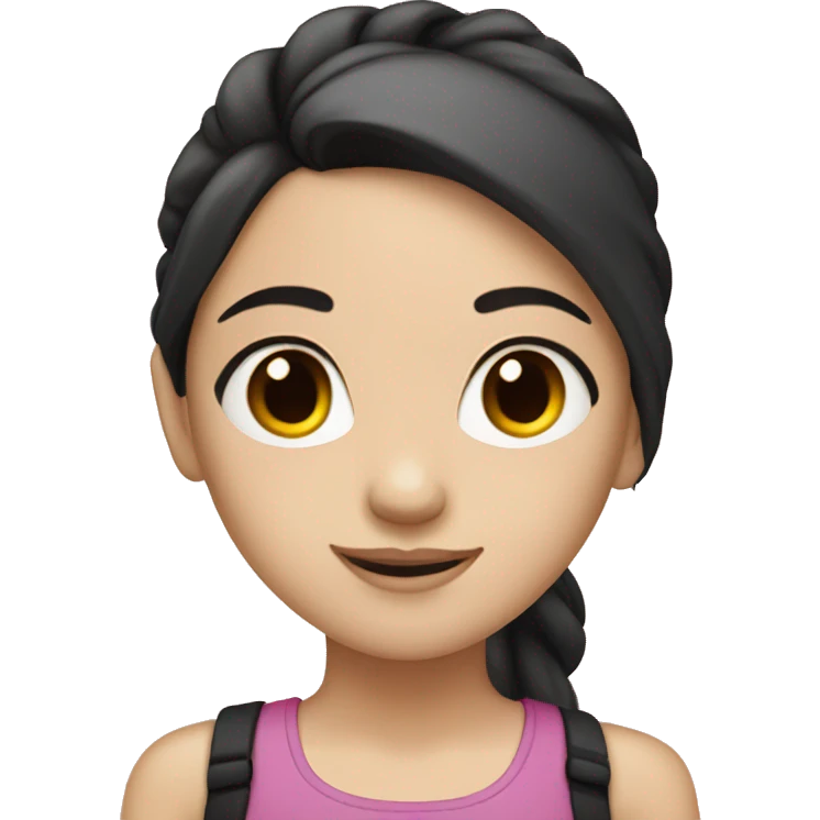 girl with brown eyes and pale skin has black hair in a ponytail emoji