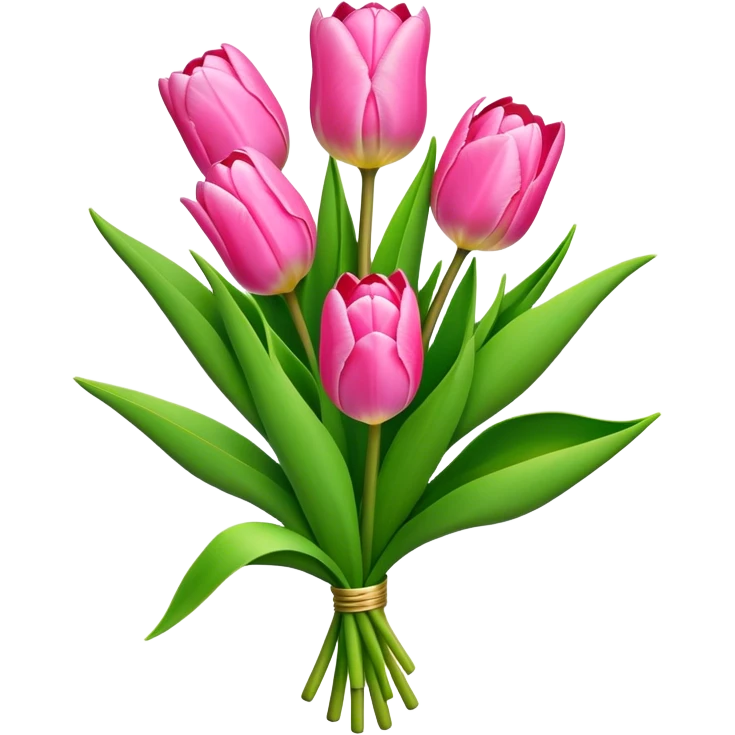 bouquet pink Tulip, luxuriant, stem, leaf, bud emoji