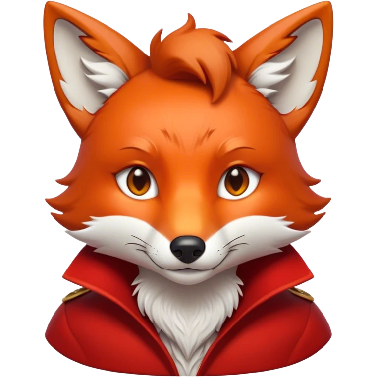 Cinematic Noble Fox Portrait Emoji, Poised and regal, with a lithe, agile build and a lush, fiery red coat accented by white markings on the chest and tip of the tail, deep-set soulful amber eyes, Simplified yet sharp and sophisticated features, highly detailed, glowing with a warm, dignified glow, high shine, intelligent and cunning, stylized with an air of wild elegance, focused and attentive, soft glowing outline, capturing the essence of a watchful and confident forest wanderer, so majestic it feels as though it could dash out of the screen with effortless authority! emoji