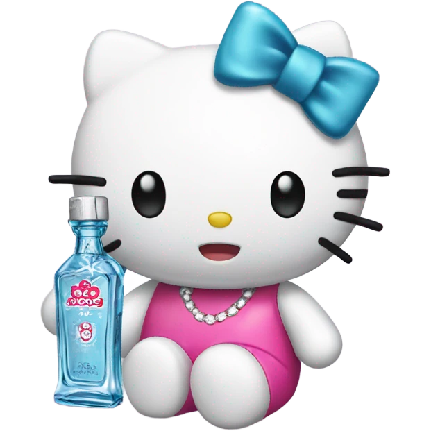 Hello kitty Crying sad tears with tequila hello kitty emoji