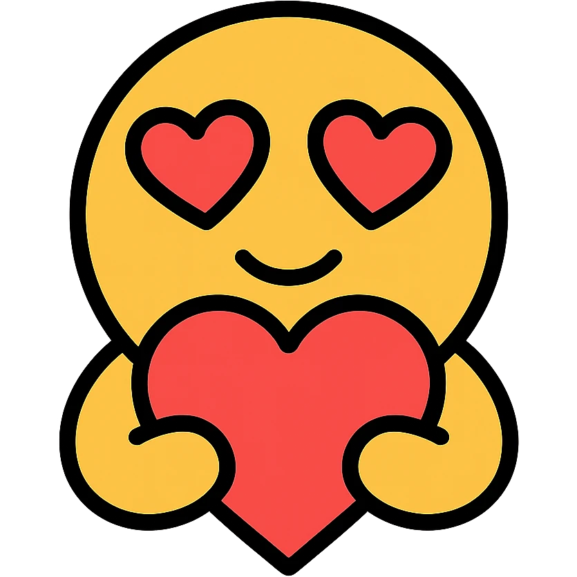 in love emoji, holding a heart, modern icon style emoji