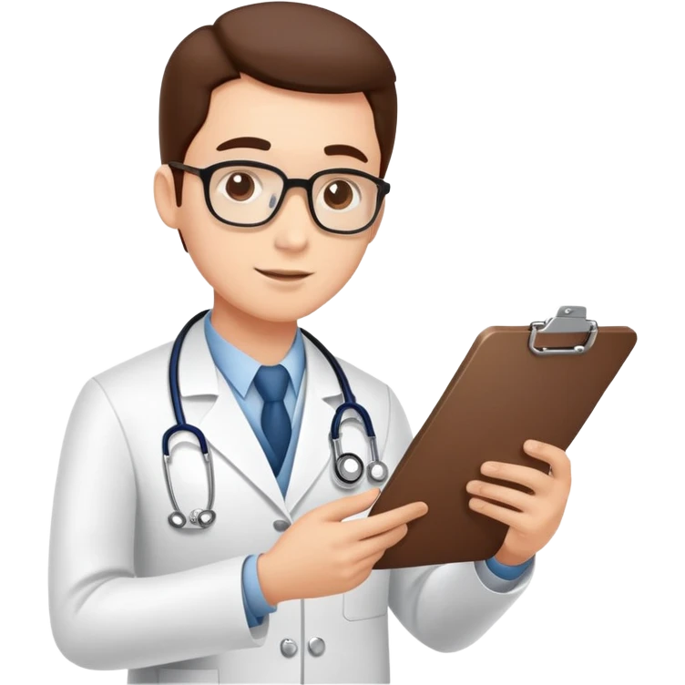 Doctor with clipboard conducting comprehensive medical check-up on patient, routine health examination in clinic emoji