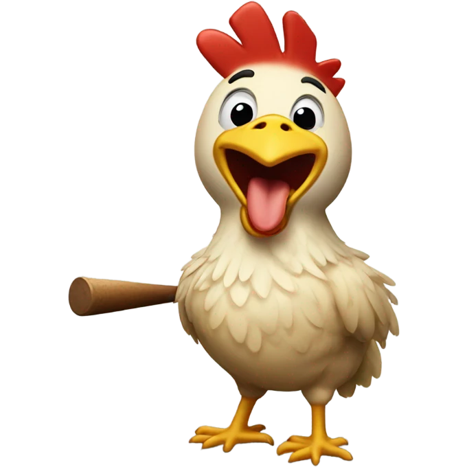 Chicken with baseball bat laughing emoji