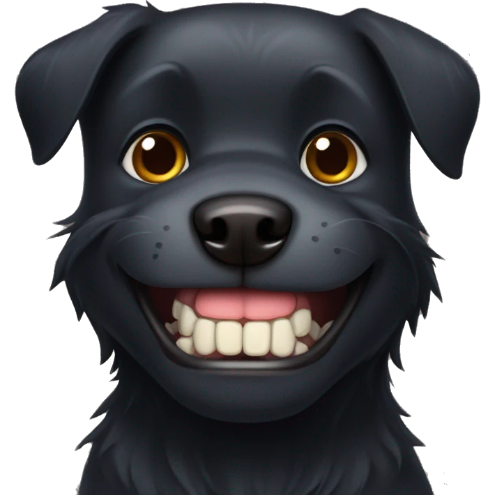 black dog with tooth pain emoji