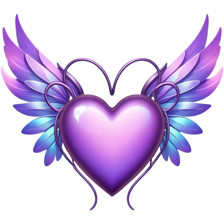 Purple Heart with fairy wings emoji