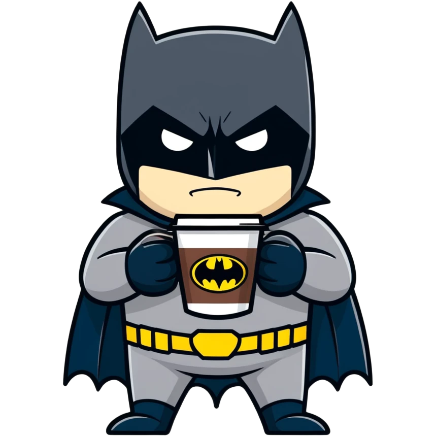 Batman holding coffee cup  emoji