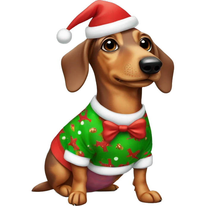sausage dog wearing christmas pjs emoji