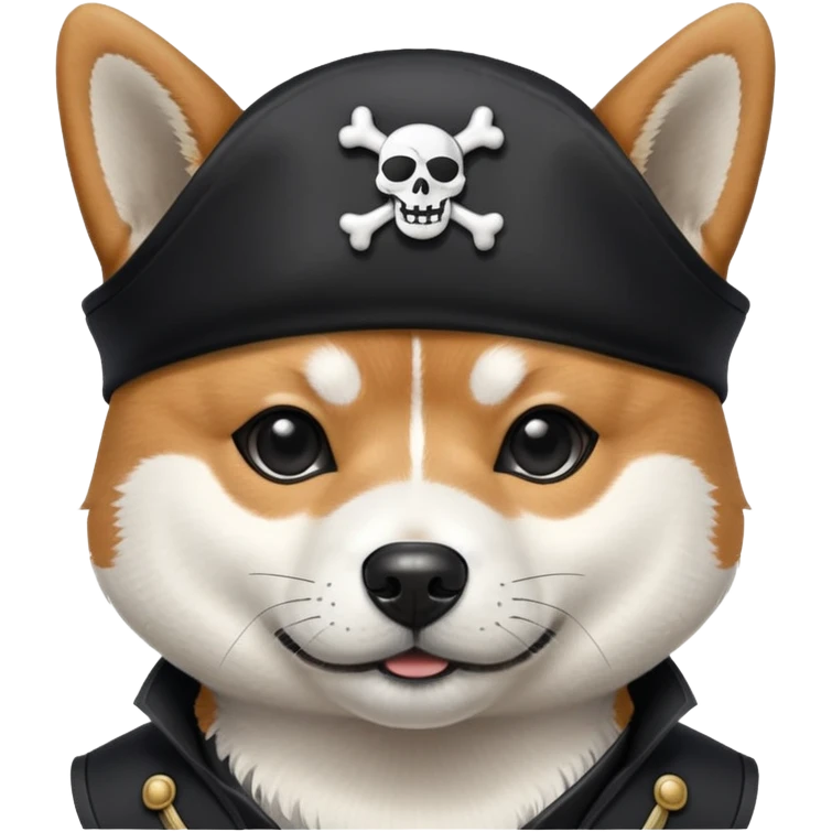 Black and white Shiba Inu pirate emoji