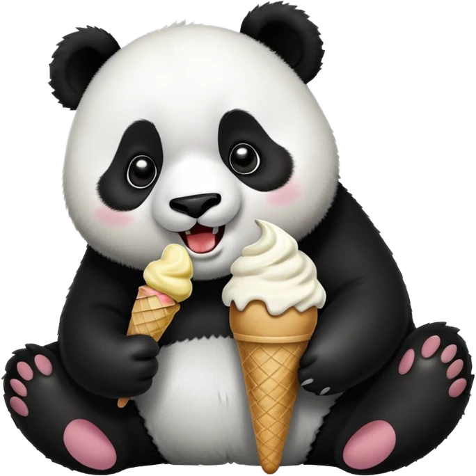 Panda eating ice cream emoji