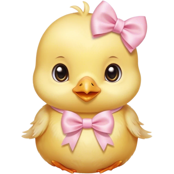 CuteBaby chick with light pink bow around neck emoji