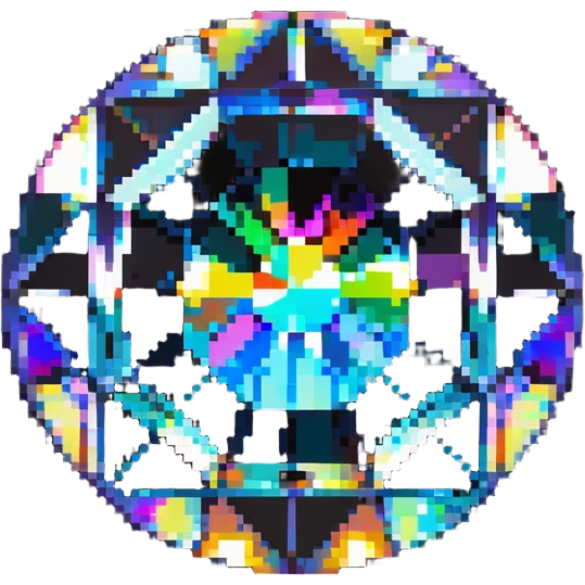 round mystic topaz holographic gem with rainbow colors emoji